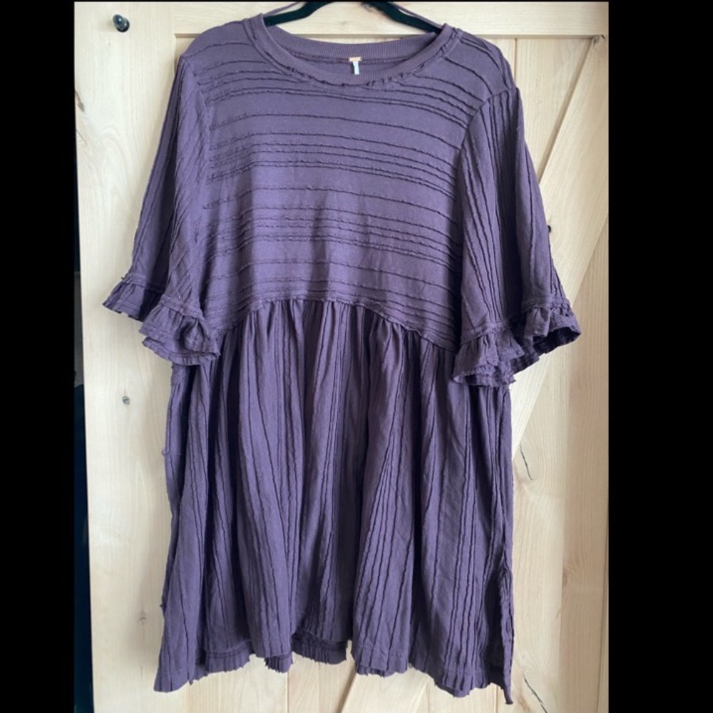 FREE PEOPLE Violet Mini Dress with Ruffle Sleeves, Size XL